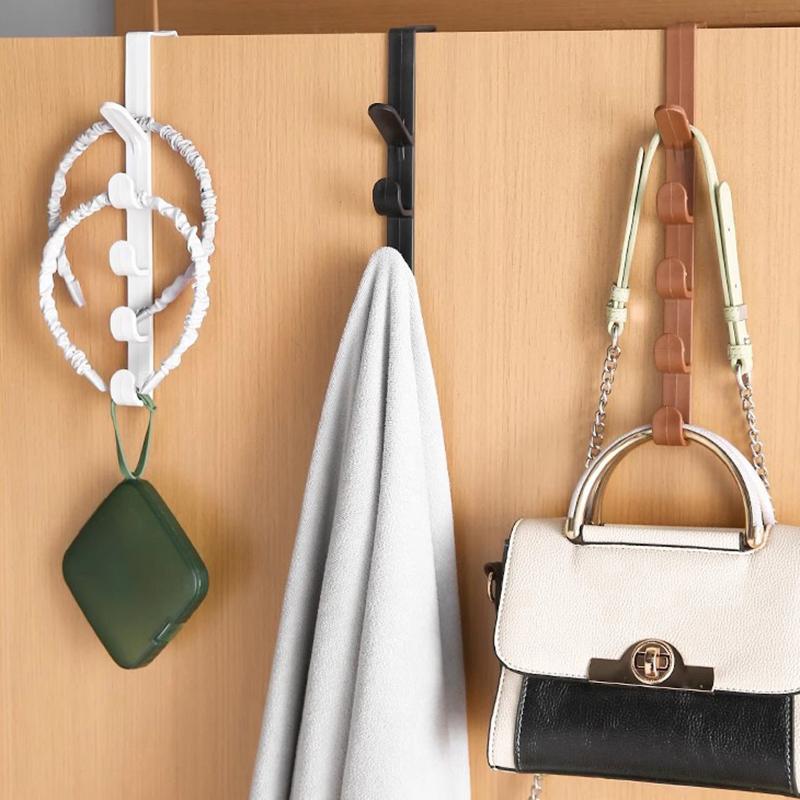 5Pcs Plastic Behind The Door Hooks - Coat Hanger Hanging Rack, Multi-Use Storage Organizer for Cabinet Desk Shelves Home Gadgets