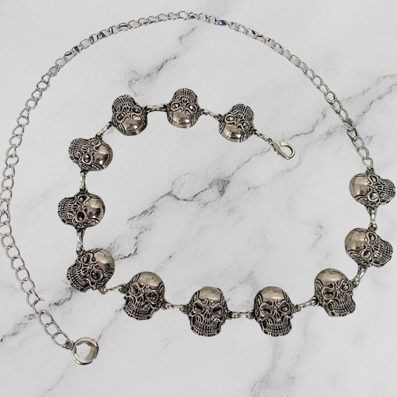 Edgy Waist Belt Stylish Carved Skull Waist Chain Belt Elaborate Chain Belly Chain for Belly Dance Waist Chain