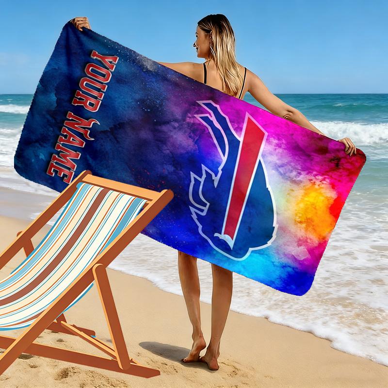 Name Custom Buffalo Bills Logo Print Beach Towel, Large Soft Quick Dry Towel for Beach Camping Swimming