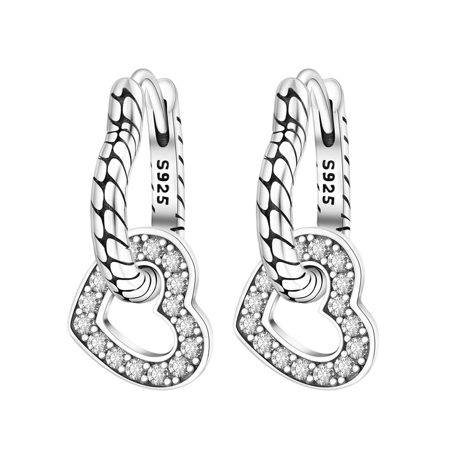 

925 Silver Heart Shaped Snake Pattern Drop Earrings Women Earrings Charm Fashion Versatile Party Jewelry Gifts