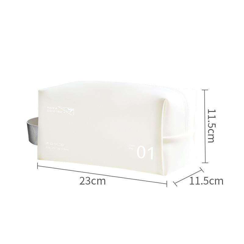 

Modern Minimalist Round Cylinder Pvc Cosmetic Bag For Travel Makeup Toiletry Storage Organizing White