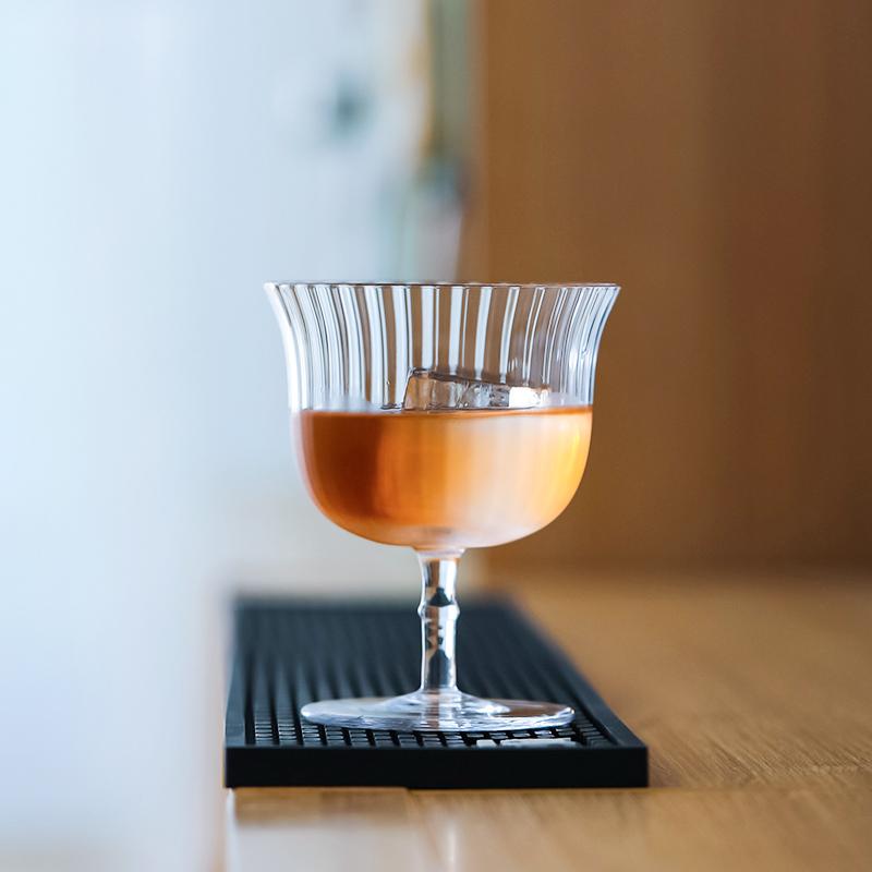 CRISON INF05 Vertical Striped Crystal Glass for Cocktails Home Use - Elegant Glassware for Mixed Drinks And Beverages