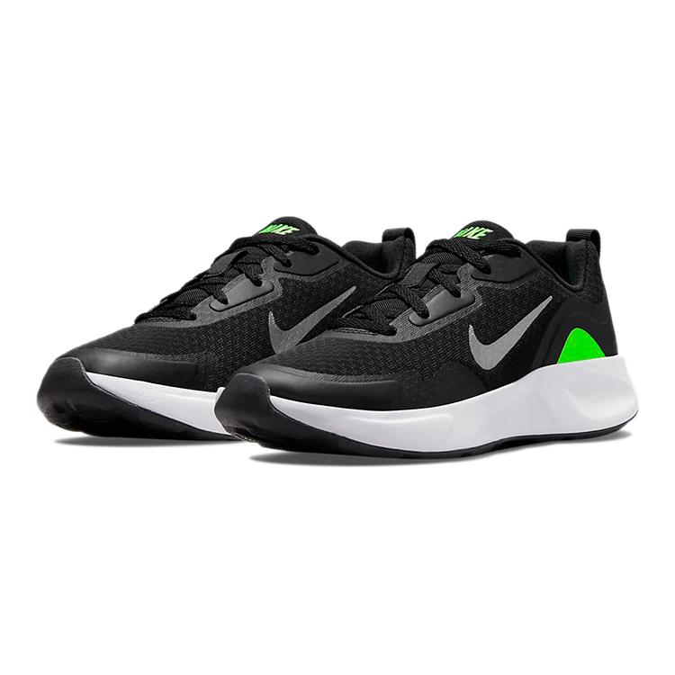 New Nike Wearallday Low Top Kids' Running Shoes Black White Green Teenagers CJ3816-015