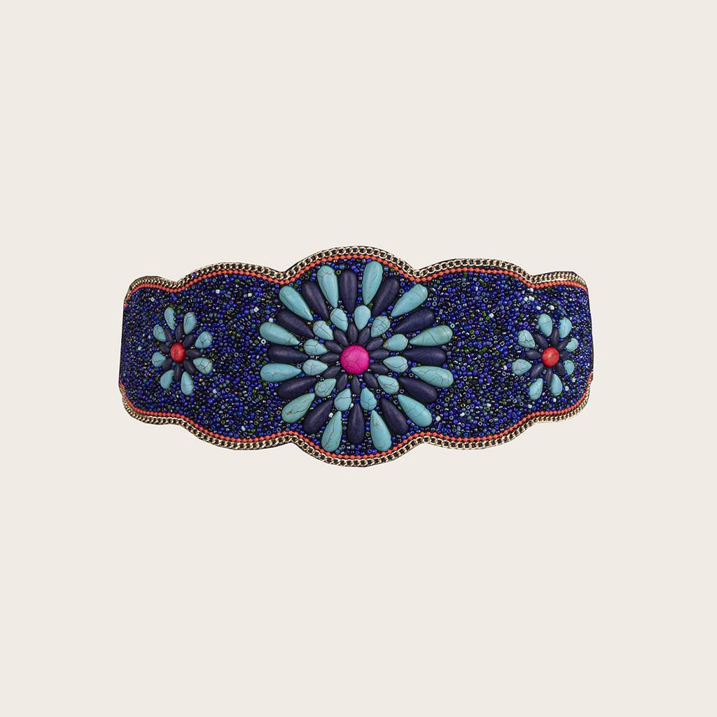 Ethnicinspired Womens Wide Waist Belt With Plastic Turquoise And Rhinestone Embellishments For Fashion Seasonal