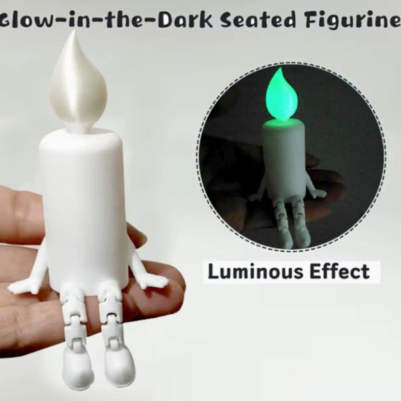 

Glow-in-the-Dark Sitting Candle Figurines, 3D Printed Ornaments, Unique Mini Desktop Decor, Decorative Pieces for Bedrooms,Desks