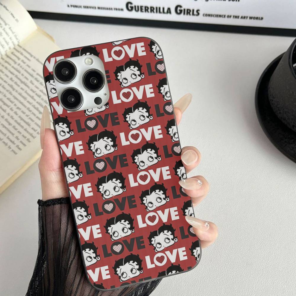 

Animation B-Betty Boop Soft Corrugated Transparent Phone Case For IPhone 17 15 16 11 12 13 14 Pro Max Plus Pro iPhone 16
