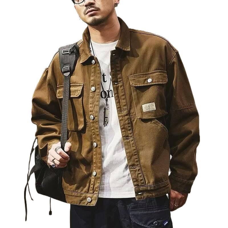 Herren Jeansjacke Frühling Herbst Übergröße Vier Jahreszeiten Arbeitsjacke Lässig Revers