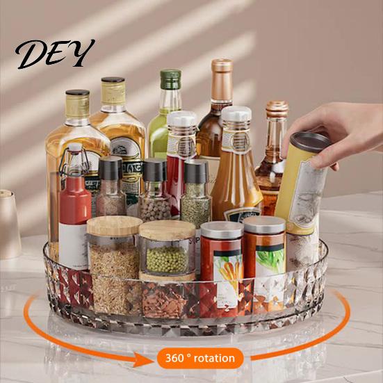 Rotating Countertop Organizer 360 Degree Spice Rack, Lazy Susan Turntable Bottle Storage Rack for Cabinet, Pantry, Seasoning Holder Kitchen Plastic
