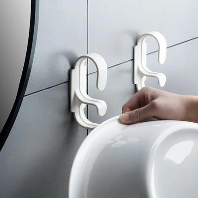 Doppelschichtiger, an der Wand hängender Waschbeckenhaken, stanzfrei, selbstklebendes Waschbecken-Aufbewahrungsregal, spart Platz, universeller Aufbewahrungshaken für Zuhause