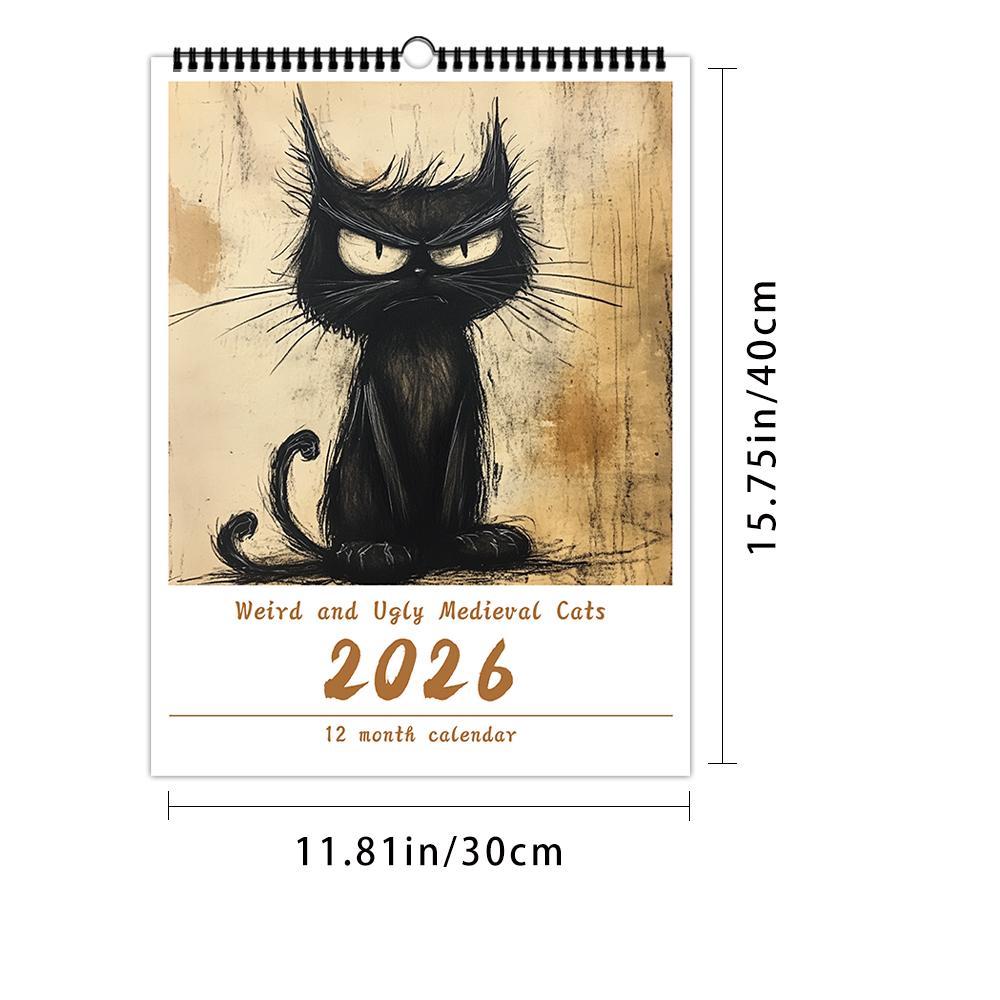 

1pc Guitar-Playing Cat Wall Calendar - Pet Cat Theme, with 12 Different Designs, Suitable as a Gift for Birthdays, Christmas