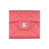 CHANEL Classic Flap CF  classic diamond pattern  gold buckle  caviar leather card holder  women's style  pink