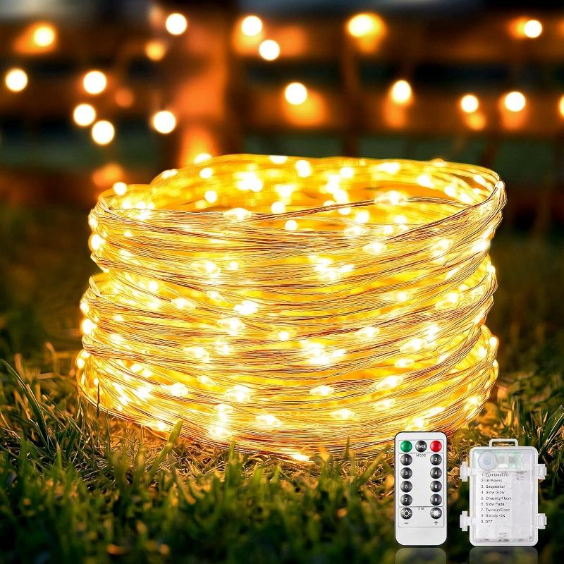 LED Fairy String Lights Battery Powered Remote Control 8 Modes Waterproof Garland for Birthday Wedding Party Garden Home Decor