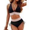 Women High Waisted V Neck Tie Side Push Up Bikini Set