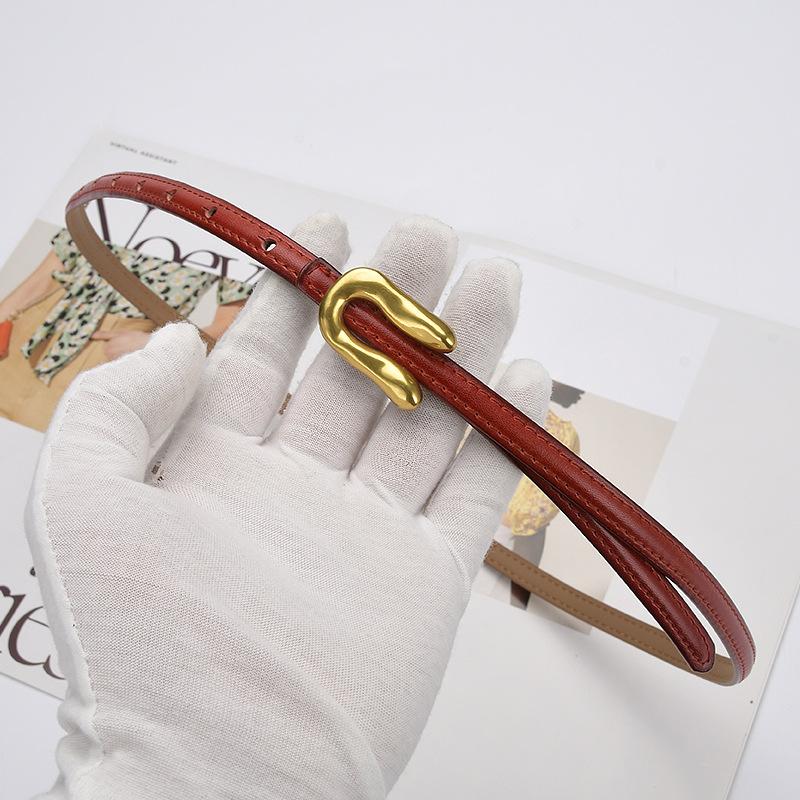 Belt for Women's Thin Jeans Shorts Ins Trendy Leather Narrow Belt Trousers Summer High Waist Soft Black Small Belt Narrow