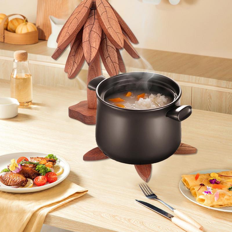 

Wooden Tree Coaster Folding Tree Shape Plate Coasters Pad Non-Slip Plate Coasters Pad Set Of 3 Heat Resistant Bowls And Teapots United States