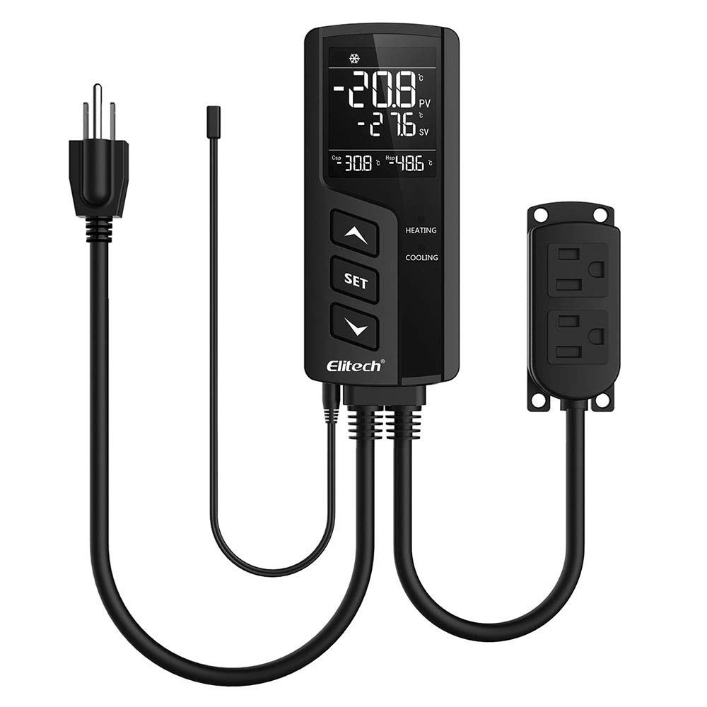 

Elitech Thermostat Temperature Controller Dual Output Heating and Cooling Temperature Sensor 110V 10A STC-1000Pro Pre-Wired 100-250V -45~115°C…
