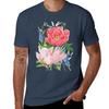 Colorful Pink Peony Botanical Illustration Tshirt Thanksgiving Day Tee Top Tshirt