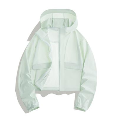 Damen Leichte Atmungsaktive Eis Seide Damen Sommer UV-Schutz Jacke Sportlicher Mantel Anti-UV Langarm Reißverschluss Mantel
