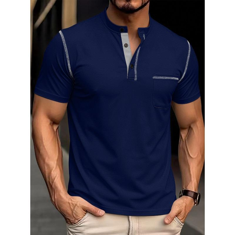 Men's Quick-Dry Short-Sleeved Henley Polo: Breathable Summer Casual T-Shirt in Plus Sizes