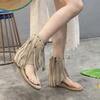 Retro Dames Zomer Nieuwe Stijl met Verhoogde Hoogte en Rits aan de Zijkant Visgraat Klittenband Sandalen