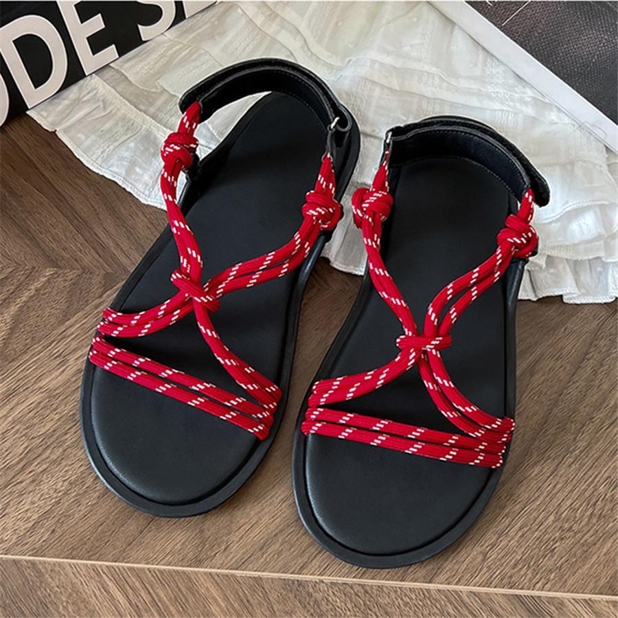 New Summer Women Sandals Casual Flat Shoes Rope Cross-strap Beach Flats Leisure Sandalias Mujer Holiday Vacation Sandal