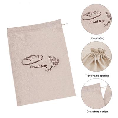 Homemade Bread Storage Pouch Single-layered Food Grade Large Capacity Drawstring Sealing Reusable with Liner Picnic Commute School Bread Preservation