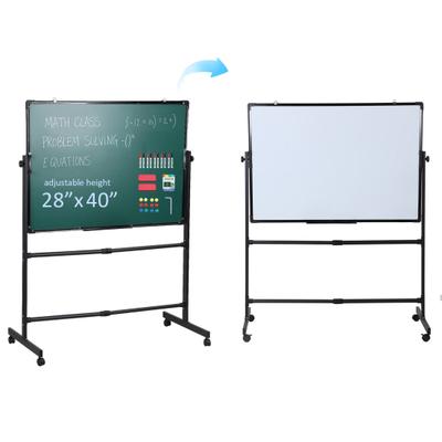 40x28 Zoll beidseitiges Whiteboard/Kreidetafel auf Rädern, höhenverstellbar, 2-in-1 mobiles Rollständer-Board für Büro, Klassenzimmer &