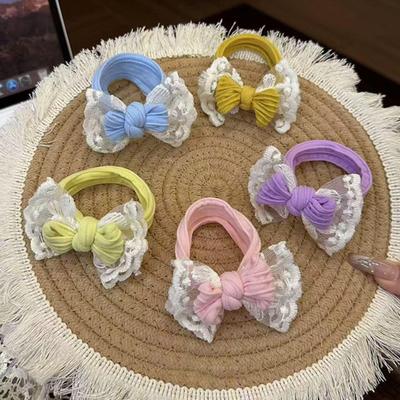 Haargummi Stickerei Spitze Doppellagige Schleife Dekoration Haarseil Hohe Elastizität Pferdeschwanzhalter Damen Haaraccessoire