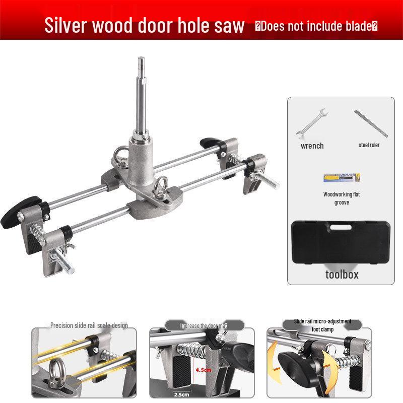 

Solid Wood Door Lock Installation Kit: Carpenter Tools for Drilling, Grooving, and Bolt Hole Setup.