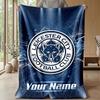 Couverture Flanelle Personnalisée Leicester City Nom Texte Logo Football Couverture Polaire Jetée Personnalisée Cadeau Spécial Pour Canapé Chambre Maison