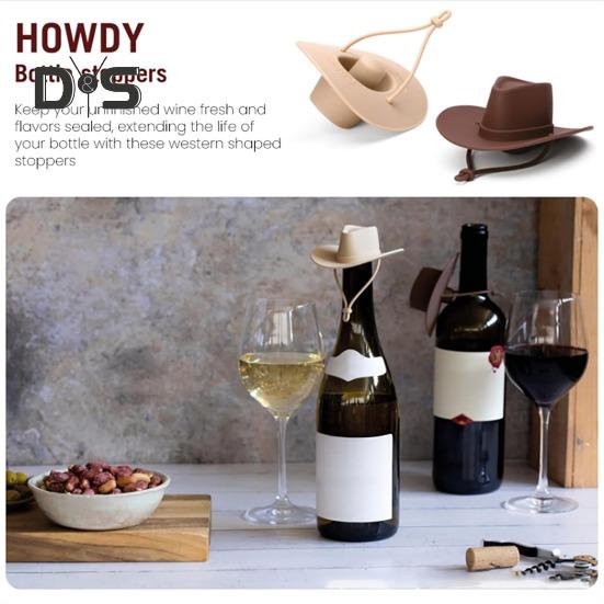 Cowboy Hat Wine Stoppers Silicone Bottle Toppers Air-Tight Seal Reusable Wine Corks Fits Standard Champagne Bottles