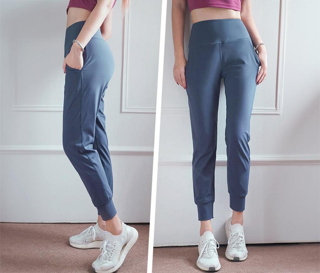 DAYCLOSET Yoga Size Blue Gray Women's Pants, High-Waisted, Stretchy, Medium-Weight, Yoga196, S,