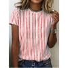 Fashion Women Retro Creative Vertical Stripes Print T Shirt Funny Casual O-neck Short Sleeves T-shirt Summer Female Tee Shirt