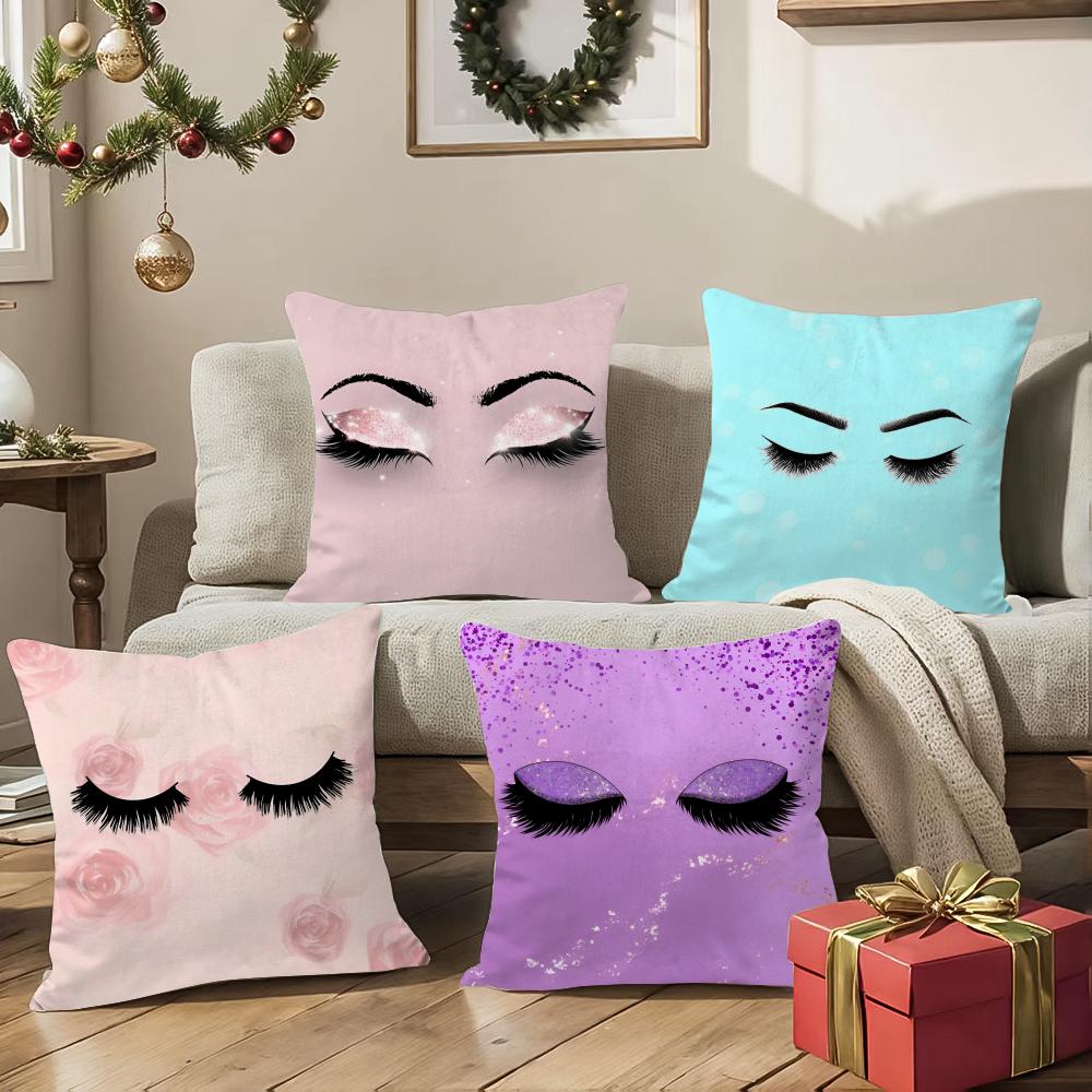 Abstract Painting Beauty Makeup Eyes Pillow Case Double-Sided Printing Short Plush Sofa Cushion Cover Bedroom Bedside Pillow