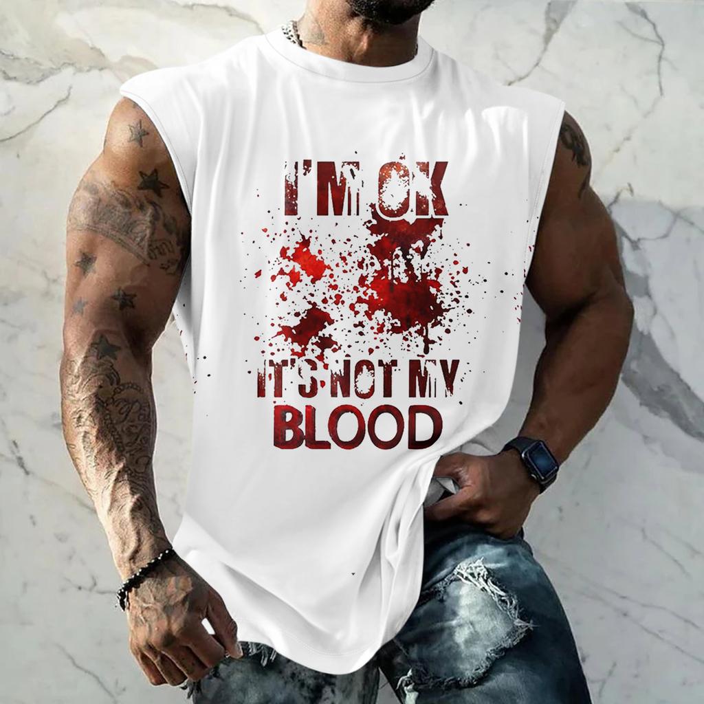 Pánská Halloweenská Hororová Texturovaná Potisk Ležérní Sportovní Volná Bez Rukávů Vesta