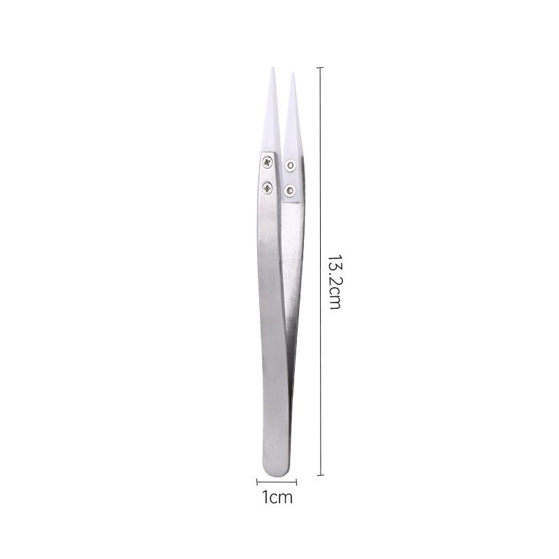 1pc Ceramic Tipped Stainless Steel Tweezers Tips Heat Pointed Resistant Tweezer Electronic Soldering Tweezers Fine Pointed Tip