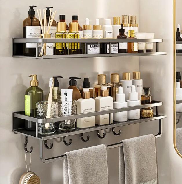 Estante de Cocina Ganchos Individuales Baño Ducha Metal Alu 60Cm