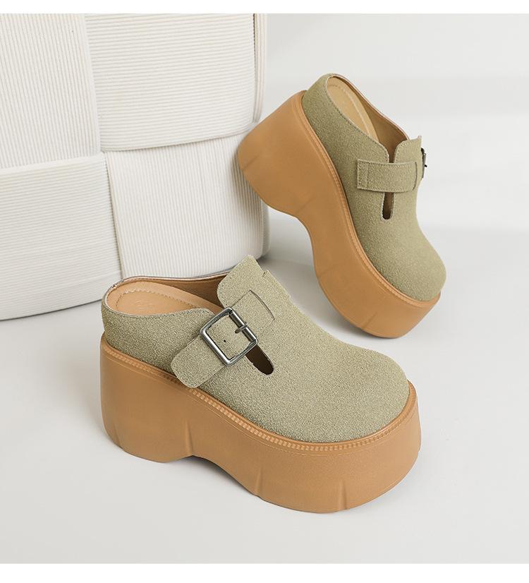 

Дизайнерские женские весенние новые туфли-шлепанцы с ретро-нишевым повседневным универсальным верхом на платформе 33 хаки