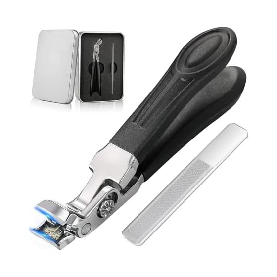 Nail clippers, stainless steel nail clippers, toenails, thick nails, nail file, nail file, extra large opening, shatterproof, nail clippers for