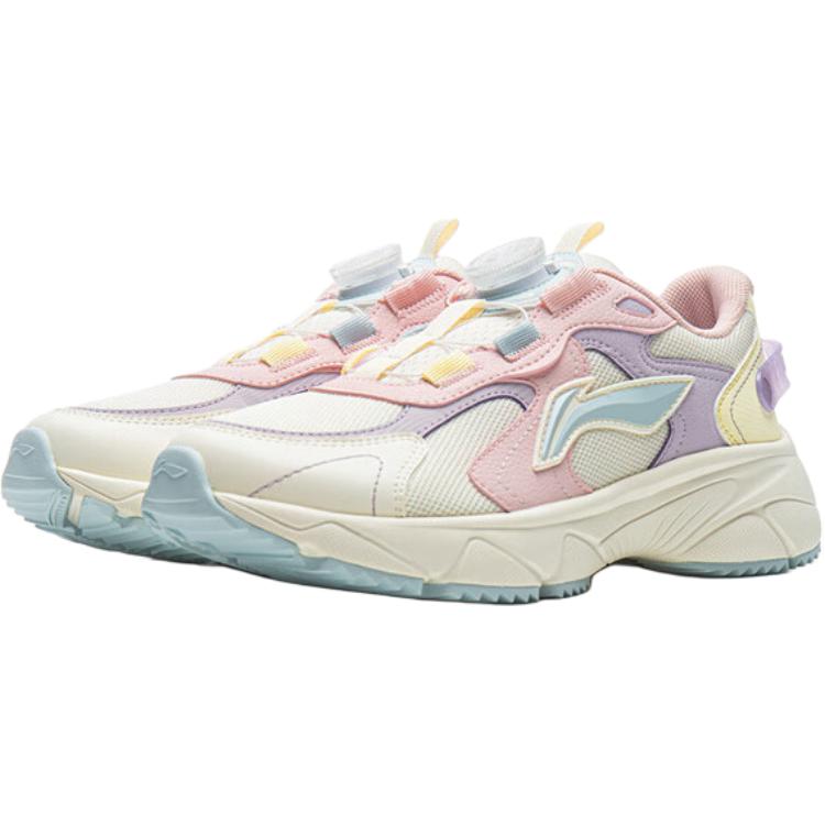 Li Ning Kids Comfortable Versatile Non-Slip Low-Top Casual Shoes Kids sneaker Off-White YKCU228-4