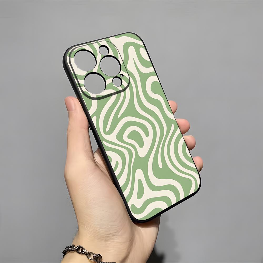 Green Texture Phone Case For IPhone 17 Pro Max 16 15 14 Pro Max 13 11 X Xs Xr 8 7Plus Silicone Cover