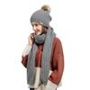 2PCS/Set Women Woolen Knitted Cap and Scarf Suit Lady Knitted Hat Muffler Set