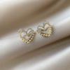 Double-Layer Simple Love Diamond Stud Earrings Trendy Small Temperament Earrings Earrings