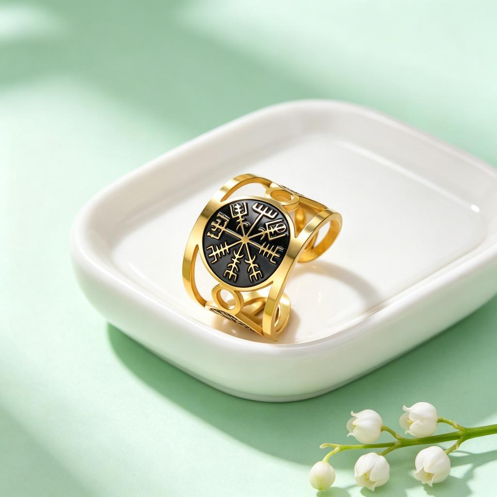 Vintage Men's Compass Open Ring Adjustable Open Ring Irish Celtic Knot Nordic Jewelry Gift