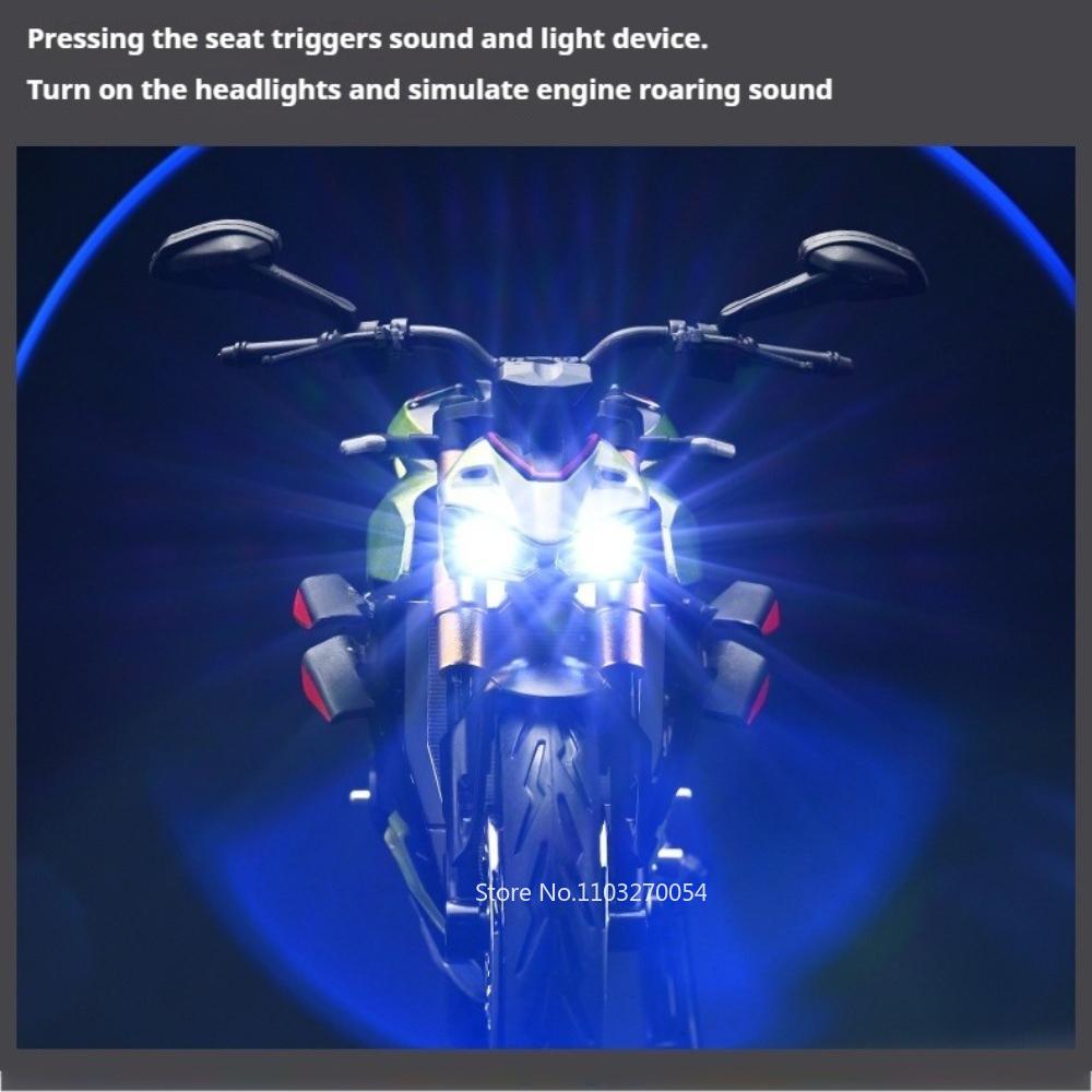 1:12 V4S 1199 Miniature Car Model Alloy Diecast Motorcycle Front-Wheel Steering Sound Light Shock Absorption Motorbike Boy Gifts