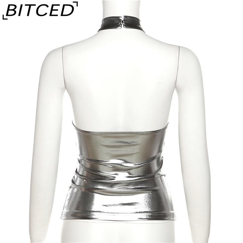 BITCED Spring Women's Solid-Color Slim-Fit Streetwear Fashion Halter Neck Sexy Backless Tank Top