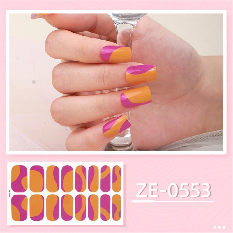 Nail Polish Sticker Self-Adhesive Nail Sticker Manicure Sticker Full Nail Wraps Waterproof Nail Strips with Nail File