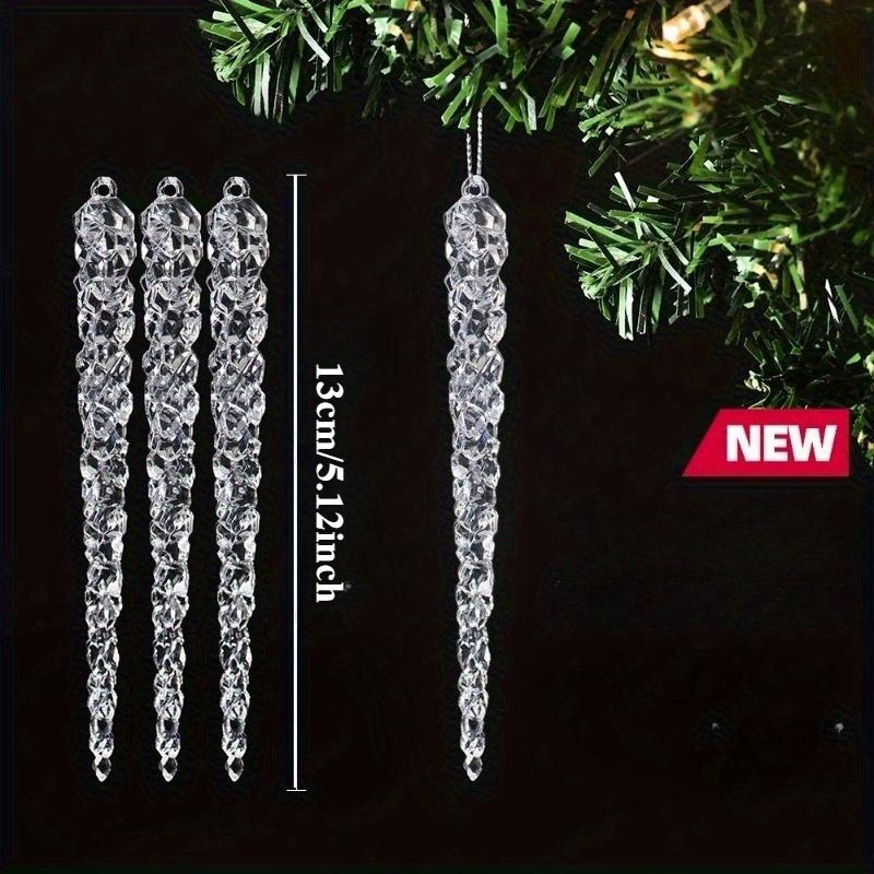 10 Pcs Acrylic Hanging Ornaments Clear Christmas Tree Icicles Pendant Decorative for Christmas Holiday Wedding Party Decorations