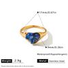 Boho Natural Stone Heart Signet Ring for Women Gemstone Chips Stainless Steel Gold Color Waterproof Hypoallergenic