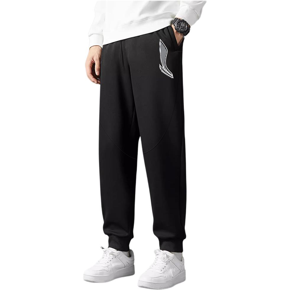 

Мужские спортивные штаны-джоггеры Li Ning Sports Lifestyle Series свободного кроя со шнурком и манжетами на средней талии, стандартные, черного цвета AKLU157-1